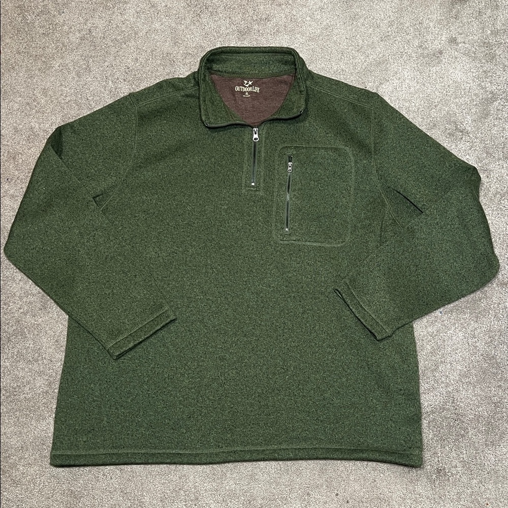 Outdoor Life Quarter Zip Pullover Long Sleeve Warm Shirt Green size XL